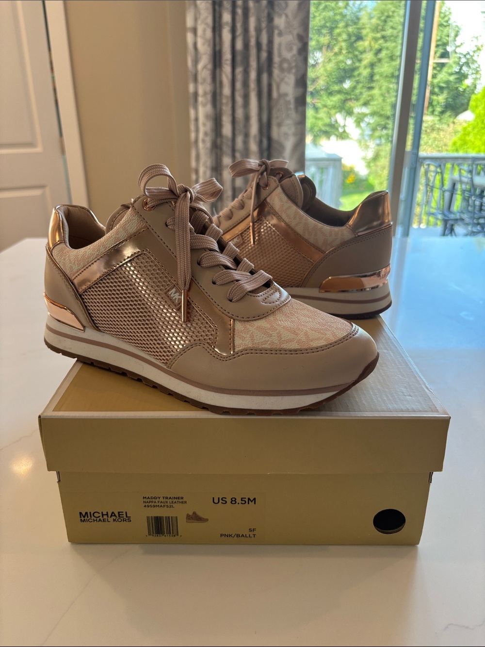 Michael Kors Blush Pink Metallic Accent Sneakers for Women